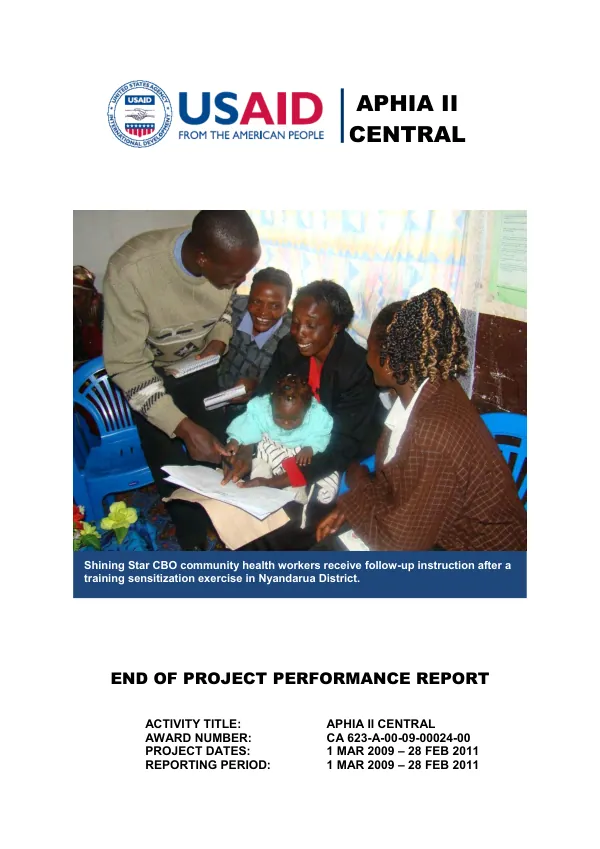 APHIA II Central : end of project performance report
