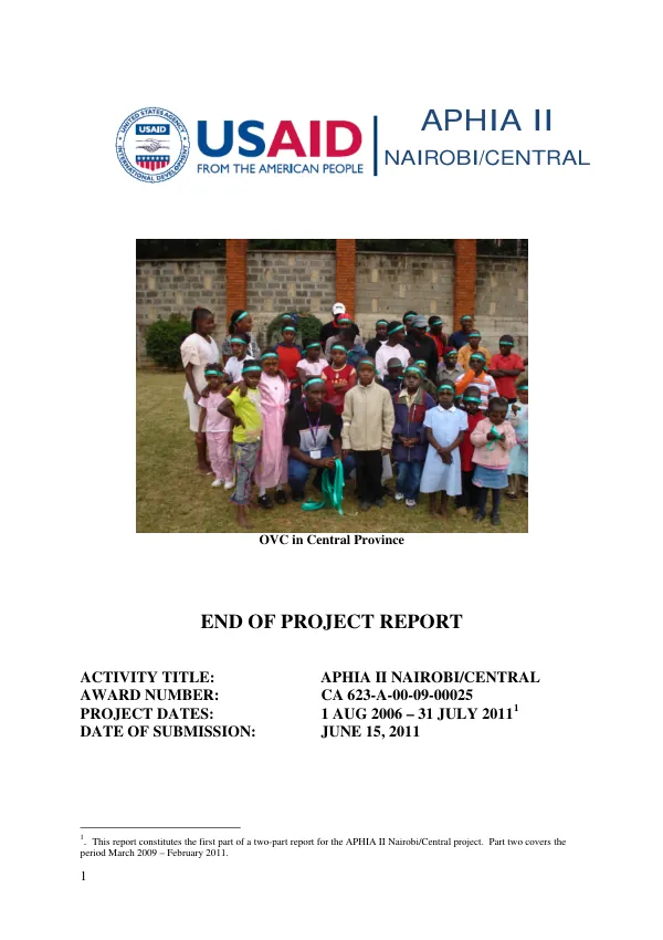APHIA II Nairobi/Central : end of project report