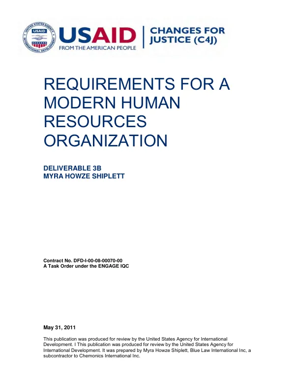 Requirements for a modern human resources organization