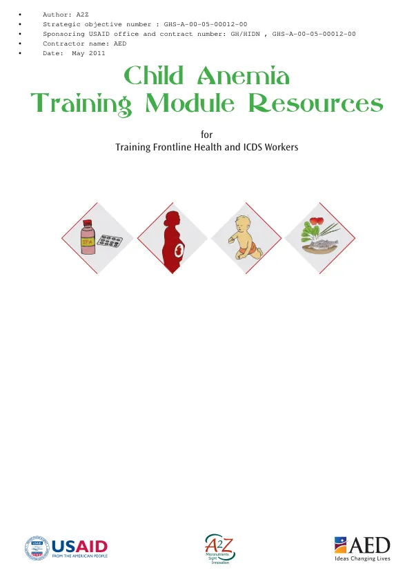 Child anemia training module resources for training frontline health and ICDS workers