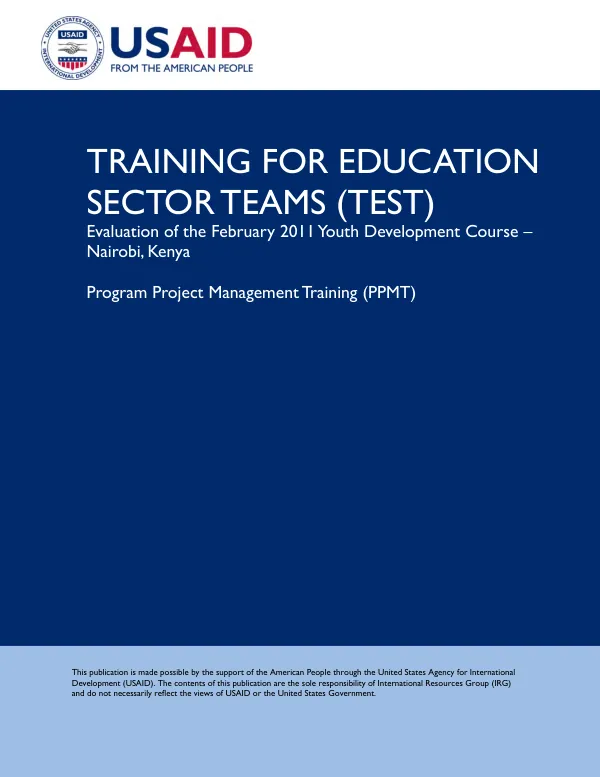 Evaluation of the February 2011 youth development course - Nairobi, Kenya : program project management training (PPMT)