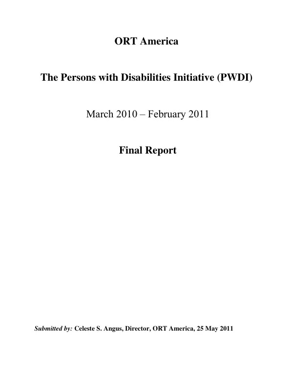The persons with disabilities initiative (PWDI) : March 2010-February 2011 -- final report