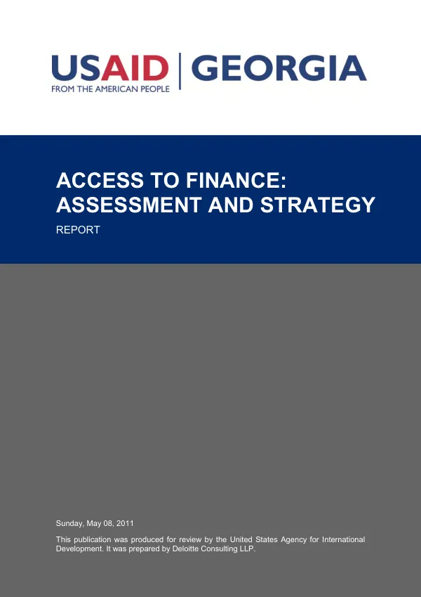 Access to finance : assessment and strategy : report