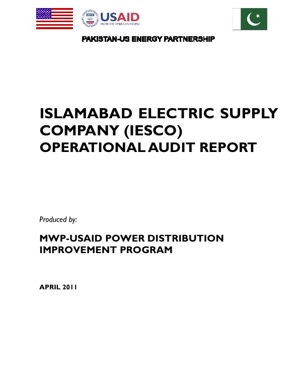 MWP-USAID power distribution improvement program : Islamabad electric supply company (IESCO) : operational audit report
