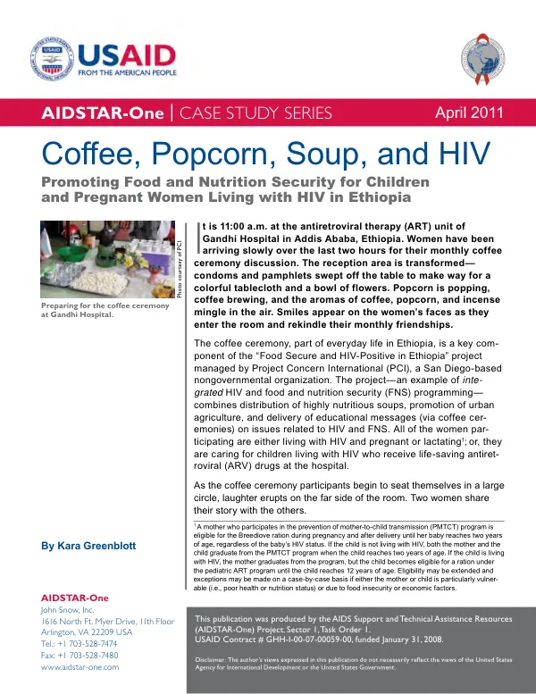 Coffee, popcorn, soup, and HIV : promoting food and nutrition security for children and pregnant women living with HIV in Ethiopia
