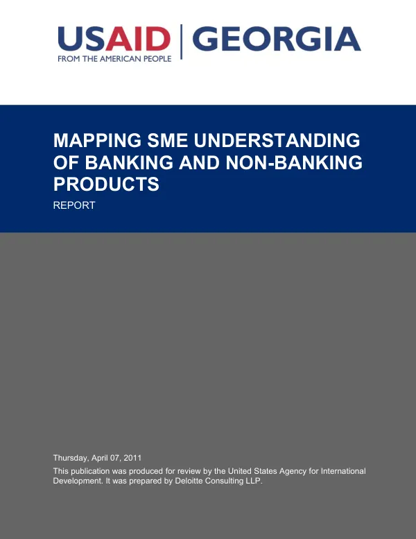 Mapping SME understanding of banking and non-banking products : report final