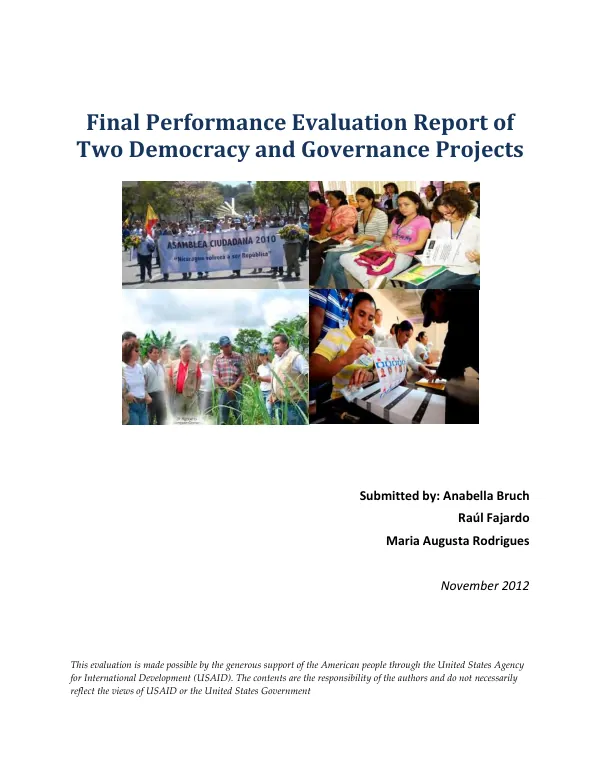 Final performance evaluation report of two democracy and governance projects