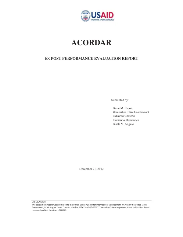 ACORDAR : ex post performance evaluation report