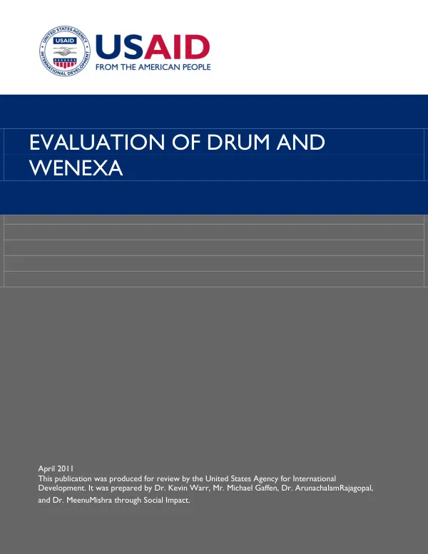 Evaluation of DRUM and WENEXA : assessing the impact of USAID/India"s distribution reform, upgrades and management program and its water and energy nexus program