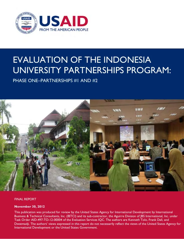Evaluation of the Indonesia university partnerships program : phase one, partnerships #1 and #2