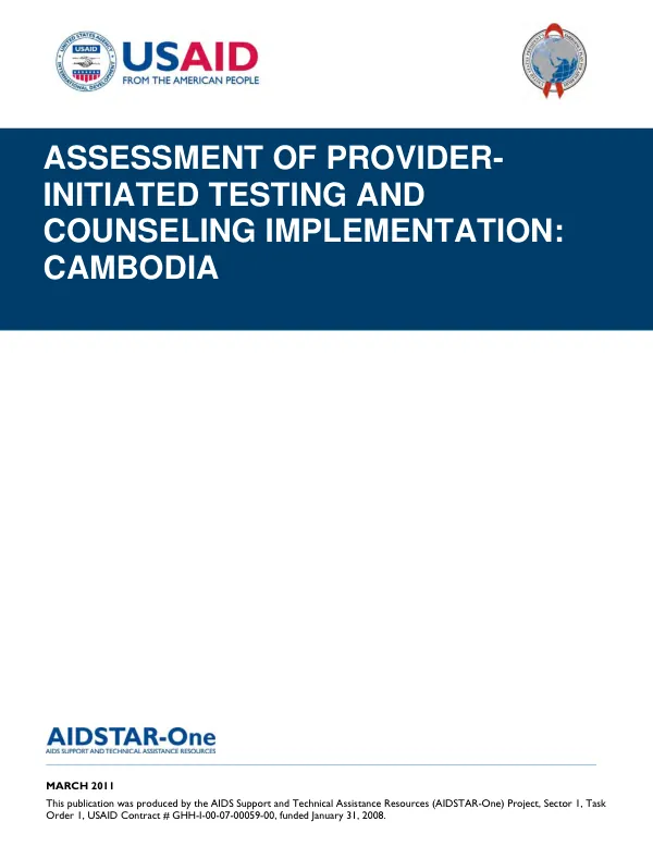 Assessment of provider-initiated testing and counseling implementation : Cambodia