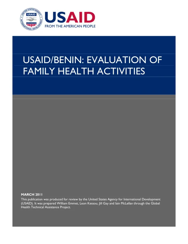USAID/Benin : evaluation of family health activities