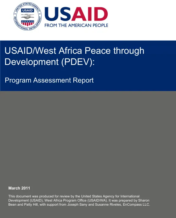 USAID/West Africa peace through development (PDEV) : program assessment report