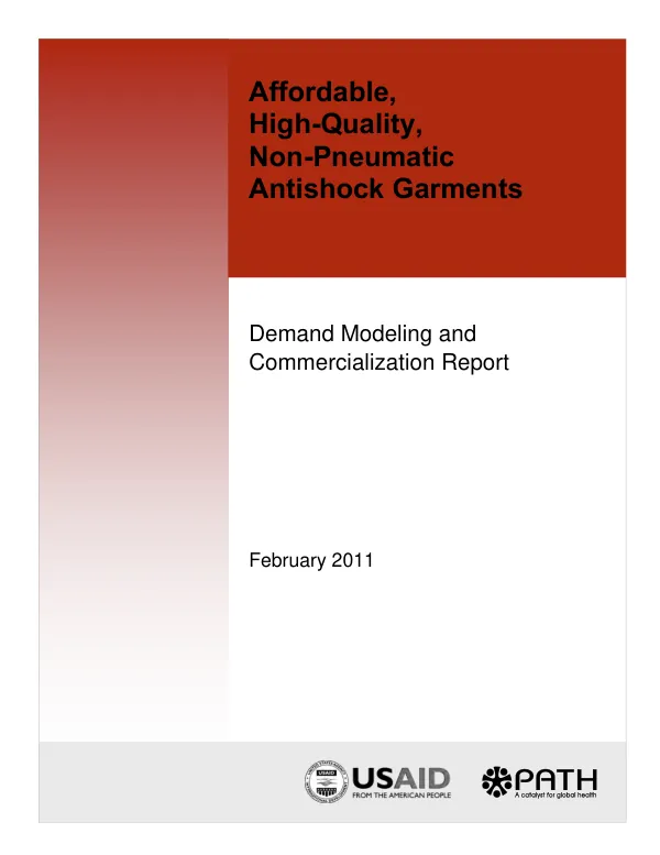 Affordable, high quality, non-pneumatic antishock garments : demand modeling and commercialization report