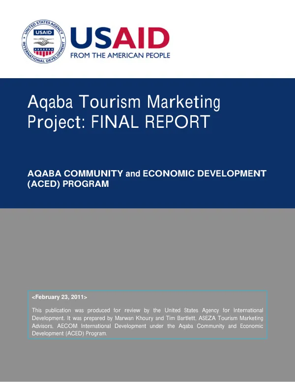 Aqaba tourism marketing project : final report