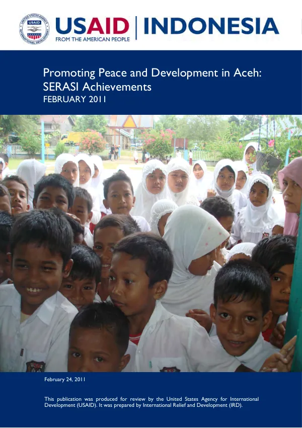 Promoting peace and development in Aceh : SERASI achievements