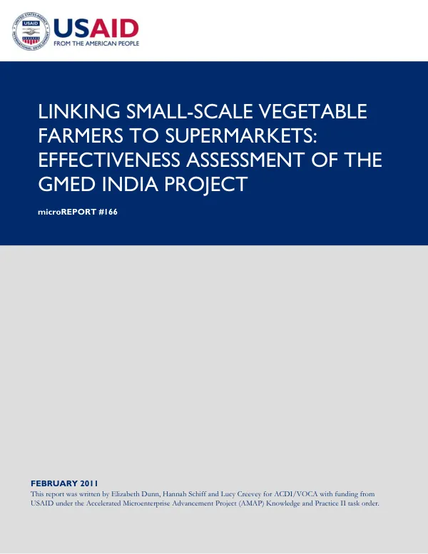 Linking small-scale vegetable farmers to supermarkets : effectiveness assessment of the GMED India project