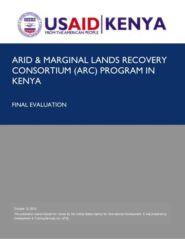Arid & marginal lands recovery consortium (ARC) program in Kenya : final evaluation