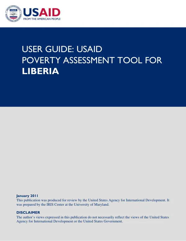 User guide : USAID poverty assessment tool for Liberia