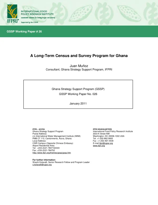 A long-term census and survey program for Ghana