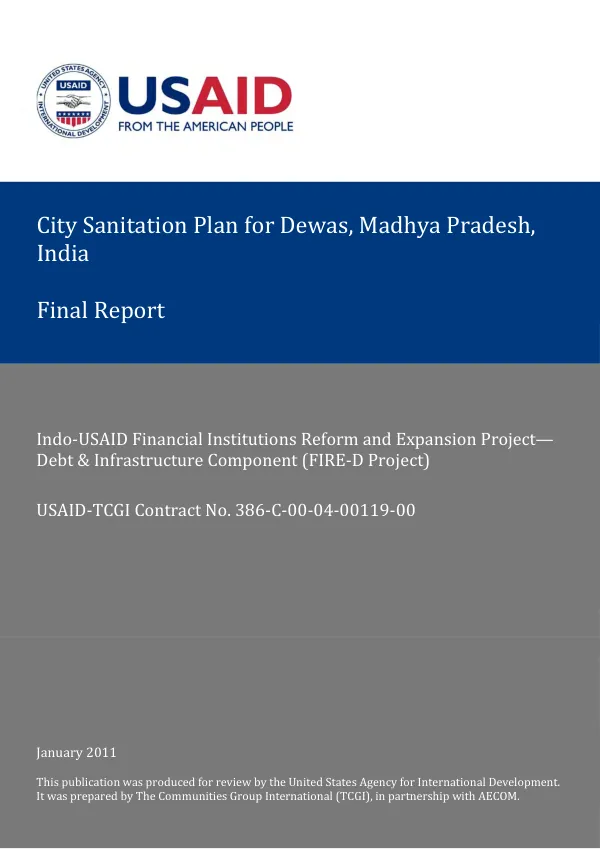 City sanitation plan for Dewas, Madhya Pradesh, India : final report [draft]