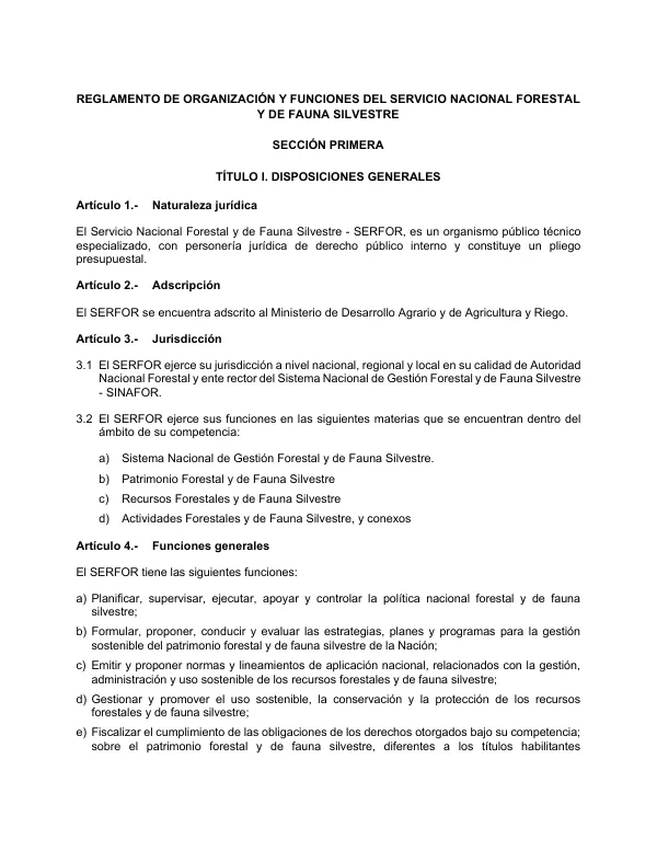 Asistencia Técnica en Materia de Organización para el SERFOR