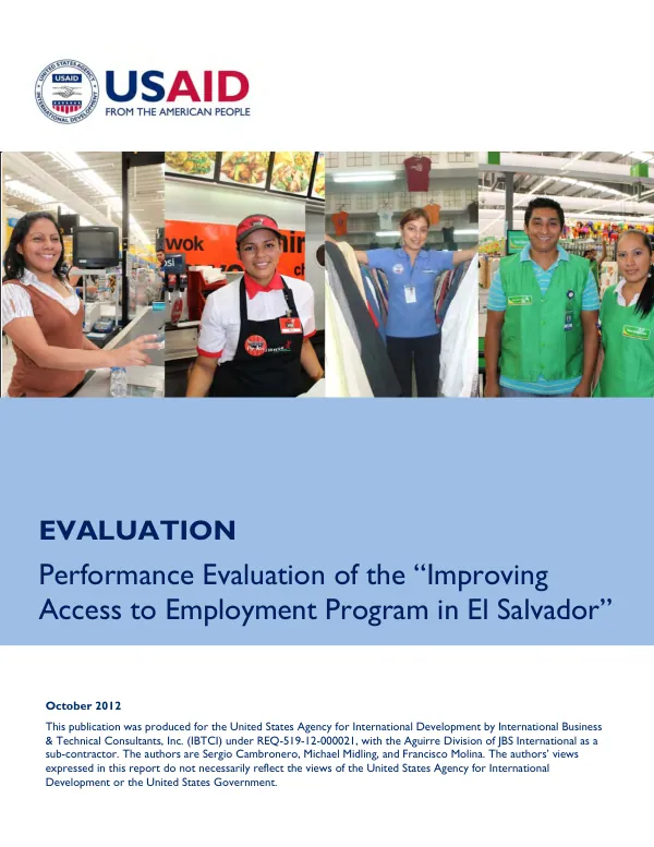Performance evaluation of the 'Improving access to employment program in El Salvador'