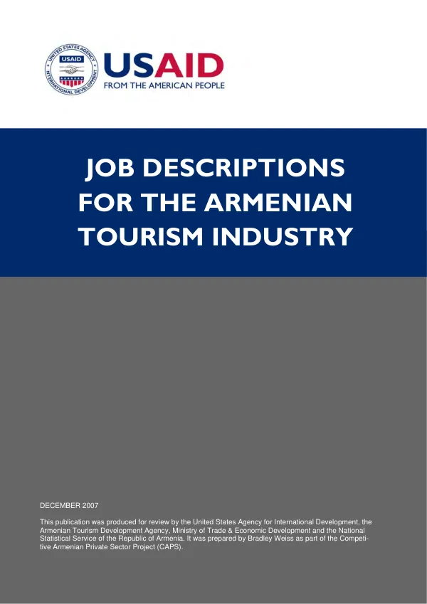 Job descriptions for the Armenian tourism industry