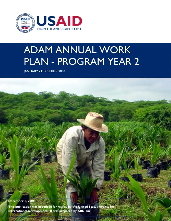 ADAM annual work plan, program year two, January-December 2007