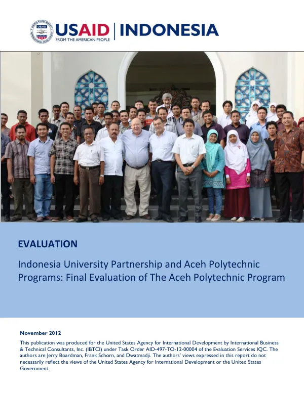 Final evaluation of 'The Aceh Polytechnic program'