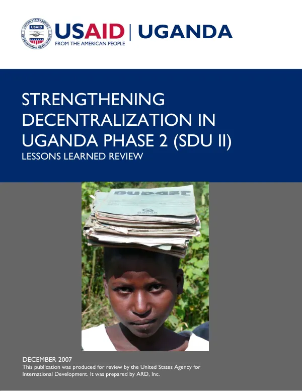 Strengthening decentralization in Uganda phase 2 (SDU II) : lessons learned review