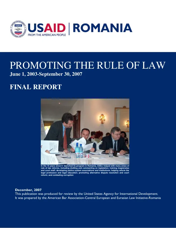 Promoting the rule of law, June 1, 2003-September 30, 2007 : final report