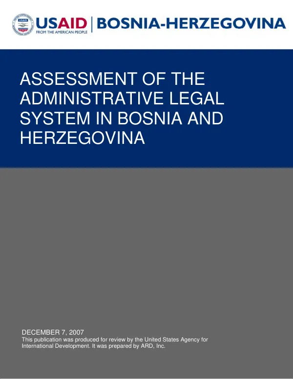 Assessment of the administrative legal system in Bosnia and Herzegovina