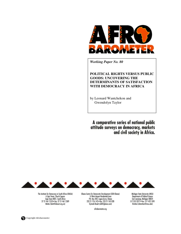 Political rights versus public goods : uncovering the determinants of satisfaction with democracy in Africa