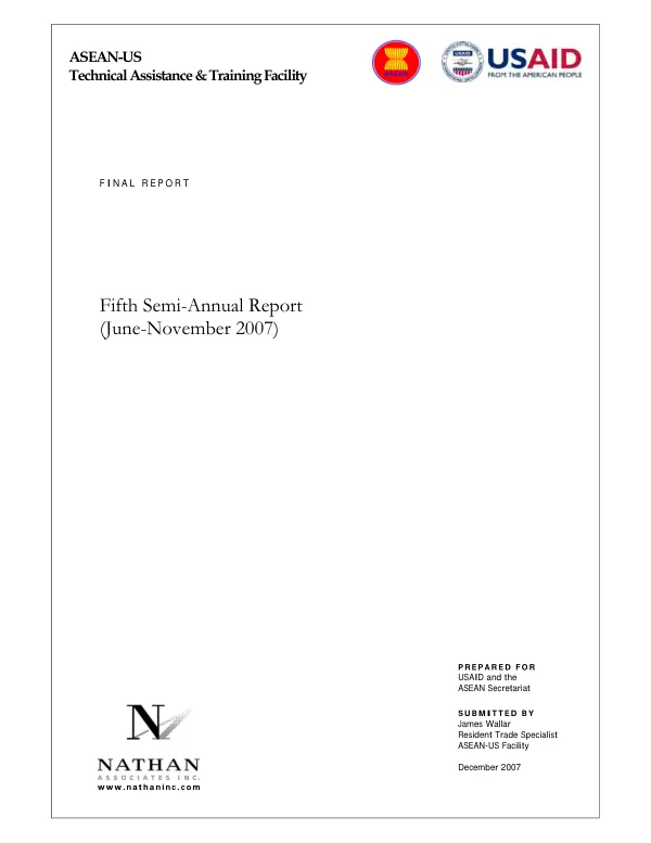 Fifth and final semi-annual report for the ASEAN-US technical assistance and training facility
