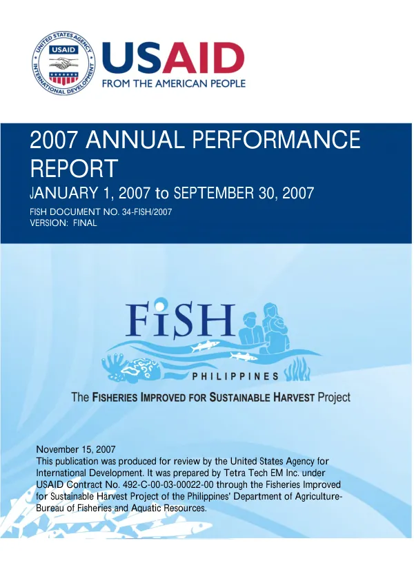 2007 annual performance report : January 1, 2007 to September 30, 2007