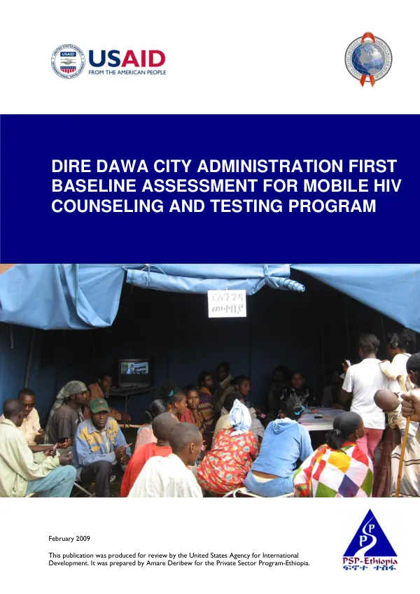 Oromiya region first baseline assessment for mobile HIV counseling and testing program : first assessment towns -- Dukem, Bishoft, Adama, Wonji, Metehara, Modjo, Meki, Arsi Negele, Shashemende and Ziway