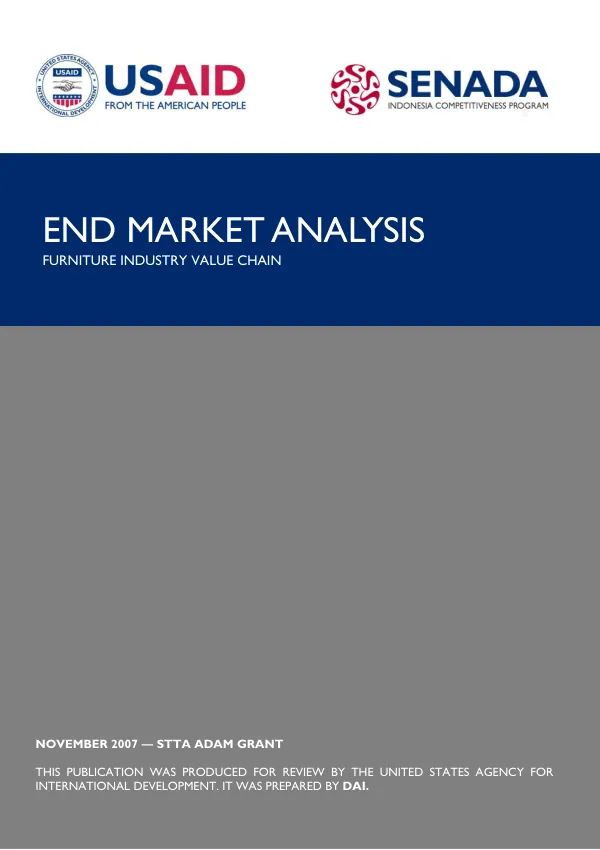End market analysis : furniture industry value chain