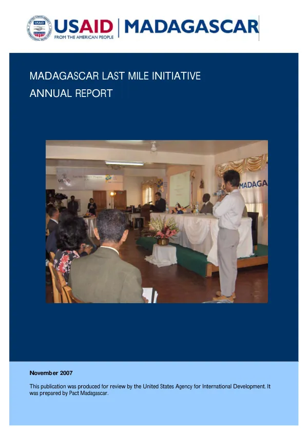 Madagascar last mile initiative : annual report, October 2006-September 2007