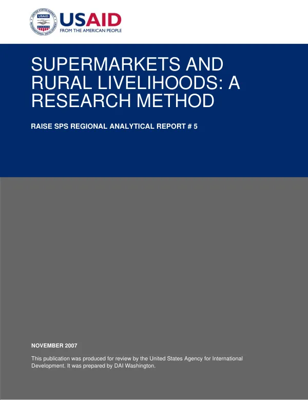 Supermarkets and rural livelihoods : a research method