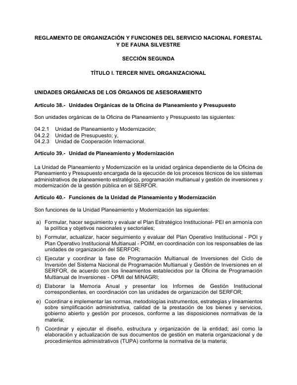 Asistencia Técnica en Materia de Organización para el SERFOR