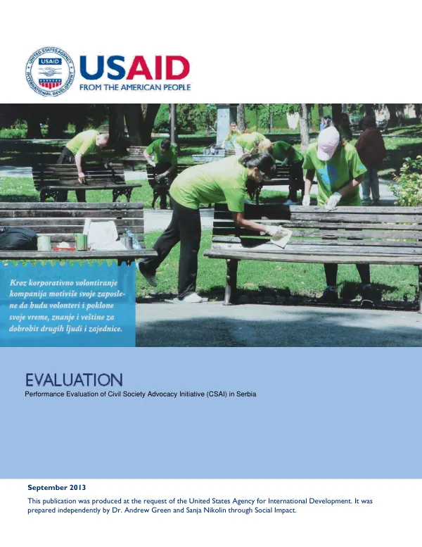 Final performance evaluation of civil society advocacy initiative (CSAI) in Serbia