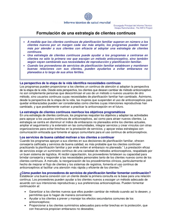 Formulacion de una estrategia de clientes continuos