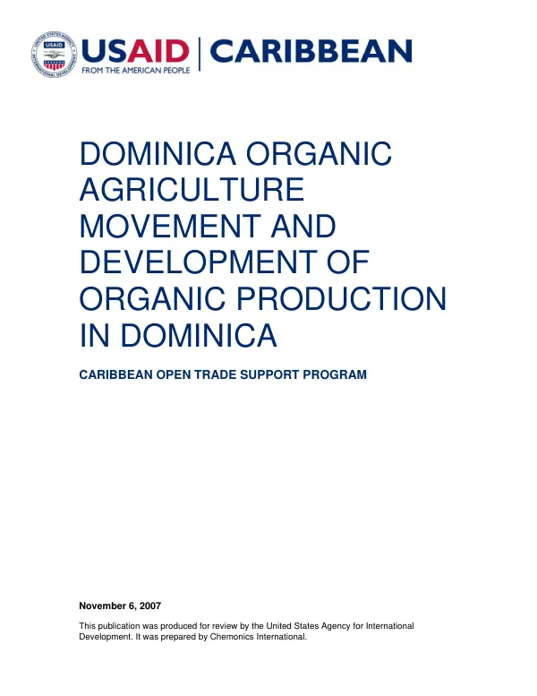 Dominica organic agriculture movement and development of organic production in Dominica