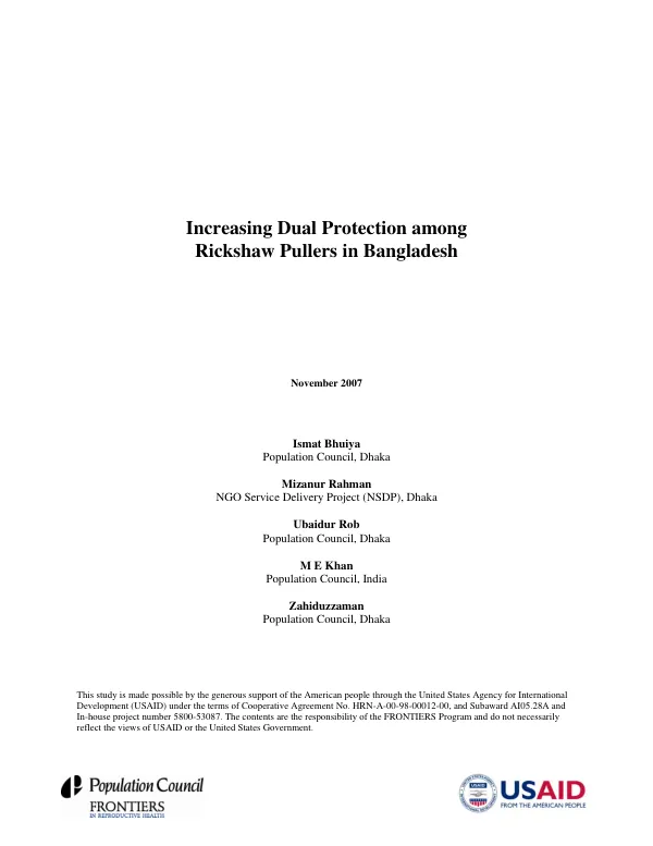 Increasing dual protection among rickshaw pullers in Bangladesh