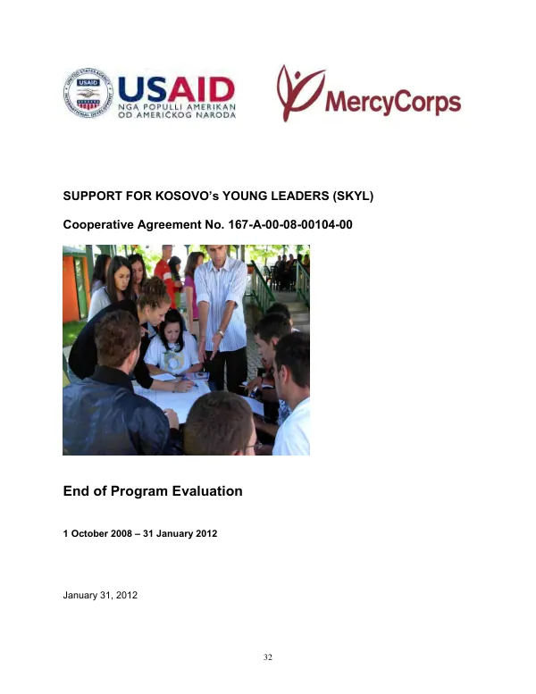 Support for Kosovo's young leaders (SKYL), cooperative agreement no. 167-A-00-08-00104-00 : end of program evaluation, 1 October 2008-31 January 2012