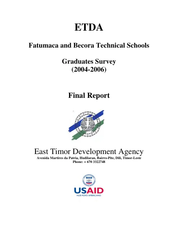 Fatumaca and Becora technical schools graduates survey (2004-2006) : final report