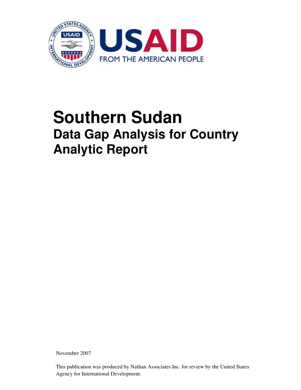 Southern Sudan : data gap analysis for country analytic report