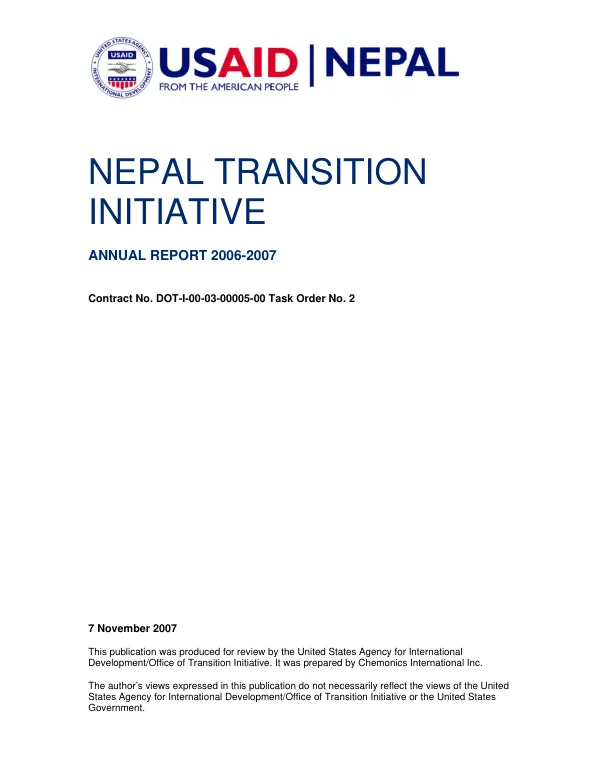 Nepal transition initiative : annual report 2006-2007
