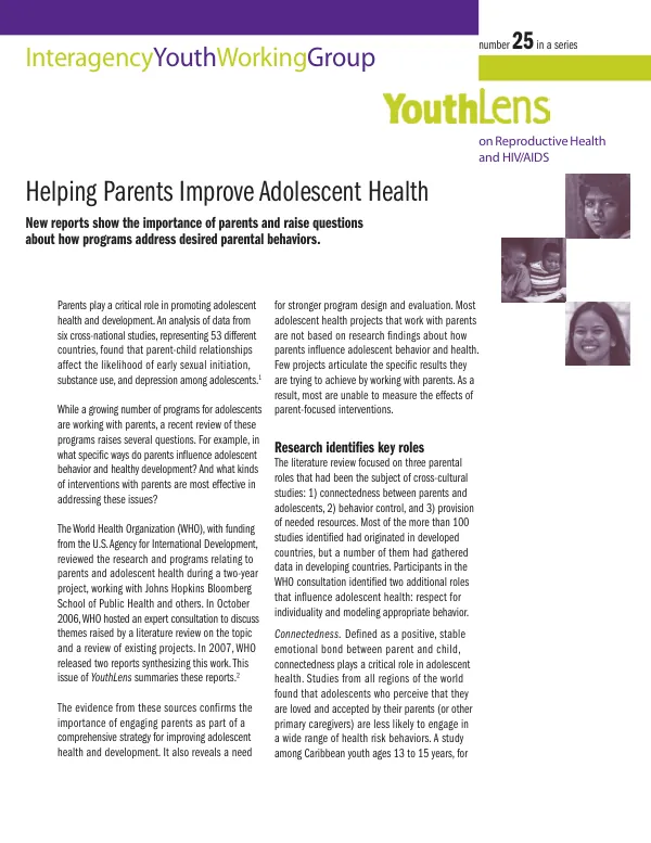 Helping parents improve adolescent health
